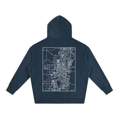 Logan map hoodie, back print - Navy Blue