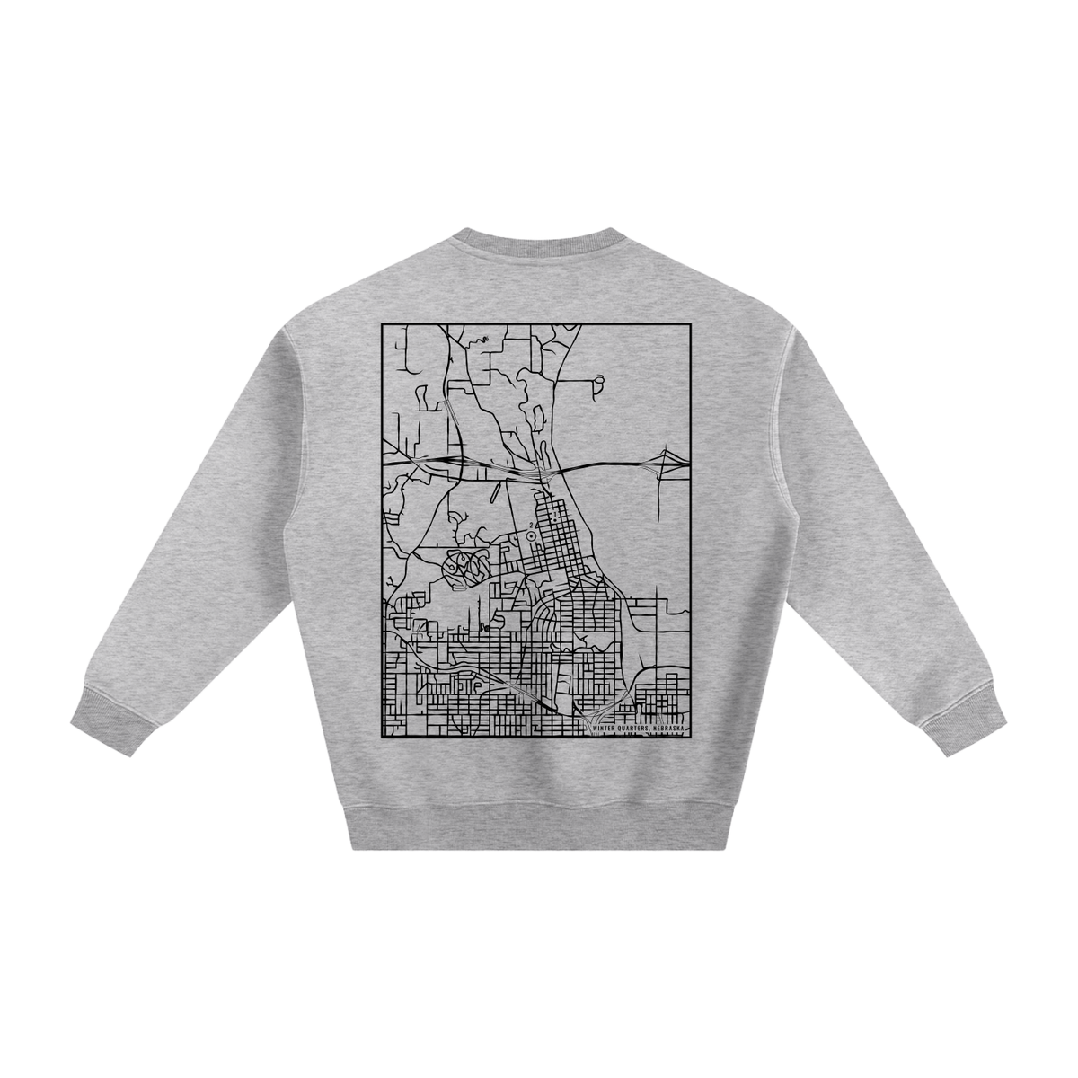 Winter Quarters map sweatshirt, back print - Heather Gray