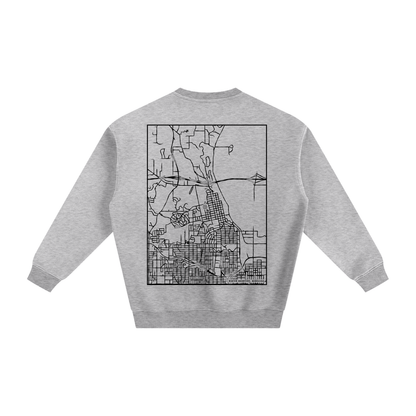 Winter Quarters map sweatshirt, back print - Heather Gray