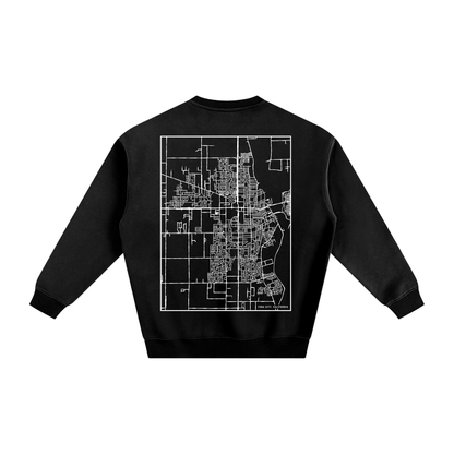 Yuba City map sweatshirt, back print - Black