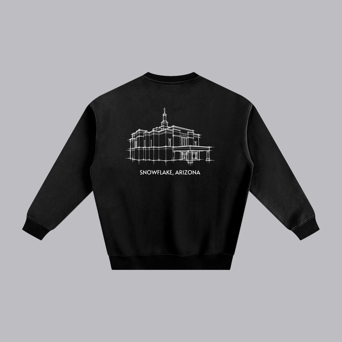 Snowflake Temple back print flat lay - Black