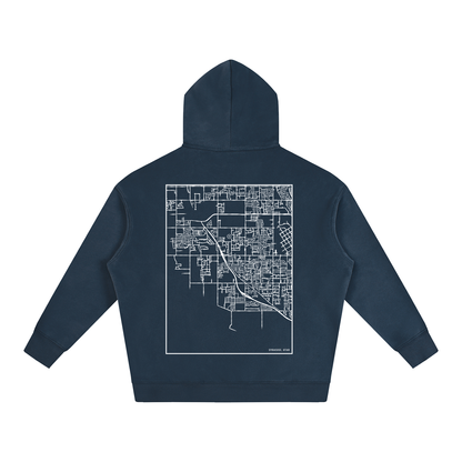 Syracuse map hoodie, back print - Navy Blue