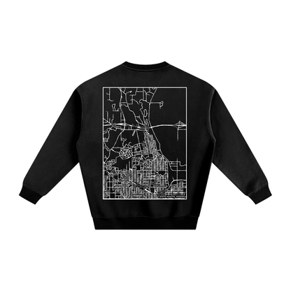 Winter Quarters map sweatshirt, back print - Black