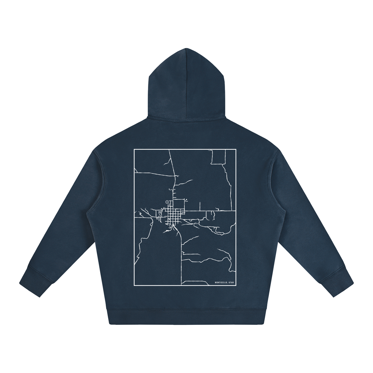 Monticello map hoodie, back print - Navy Blue