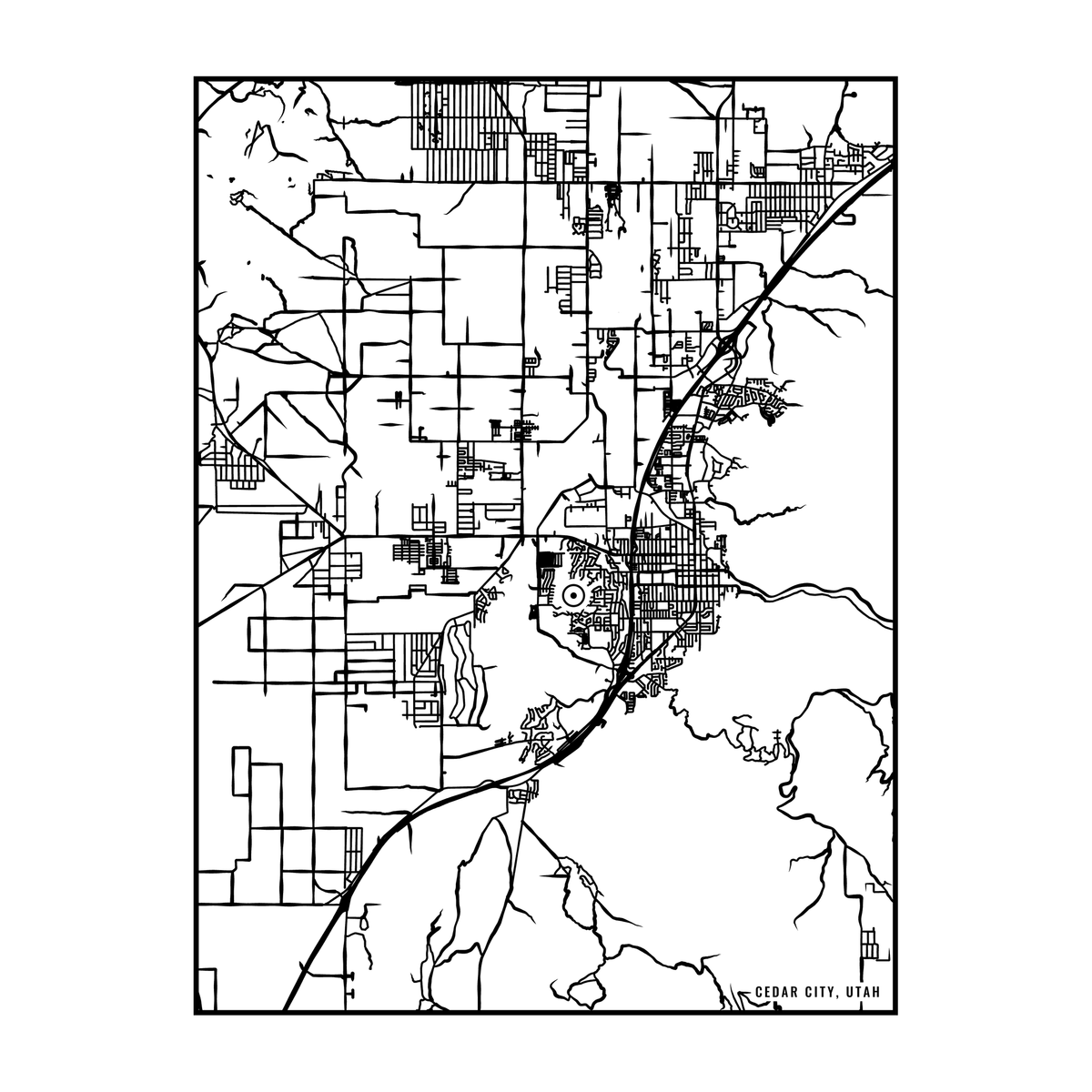City map art close-up - Cedar City