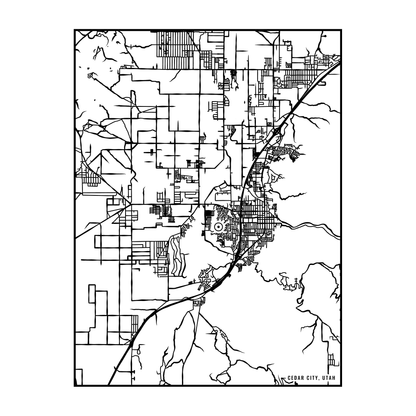 City map art close-up - Cedar City
