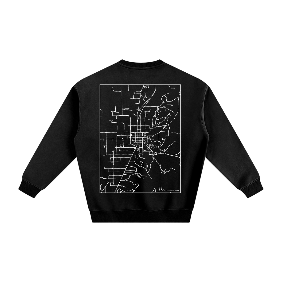 Ephraim map sweatshirt, back print - Black