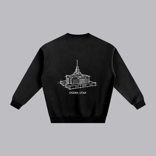 Ogden Temple back print flat lay - Black