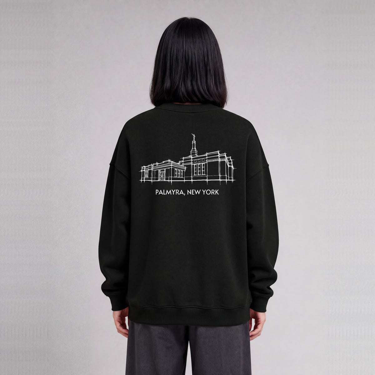 Palmyra Temple back print on model - Black