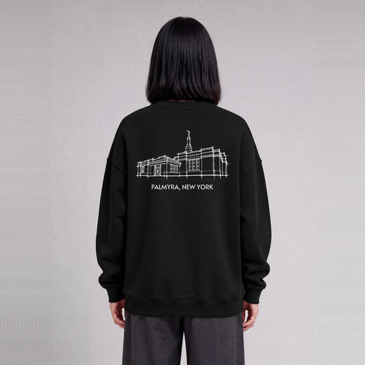 Palmyra Temple back print on model - Black