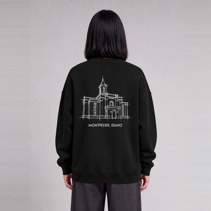 Montpelier Temple back print on model - Black