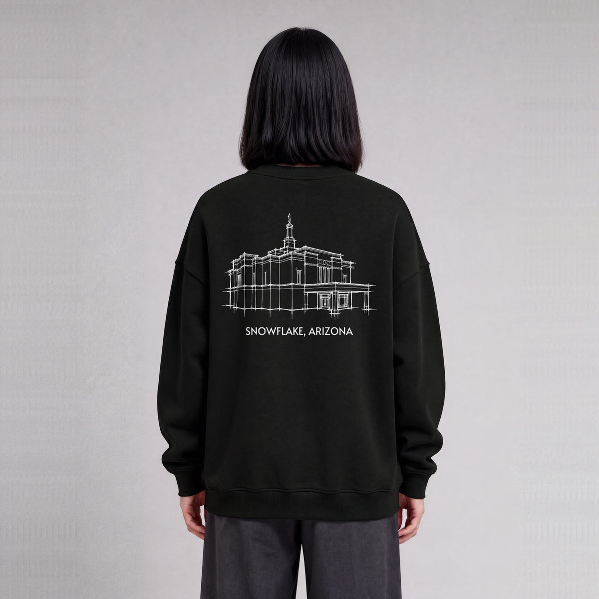 Snowflake Temple back print on model - Black
