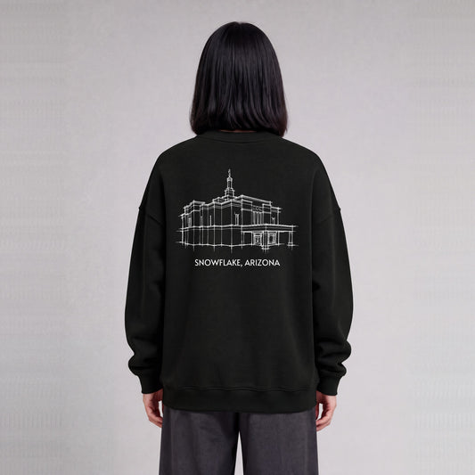 Snowflake Temple back print on model - Black