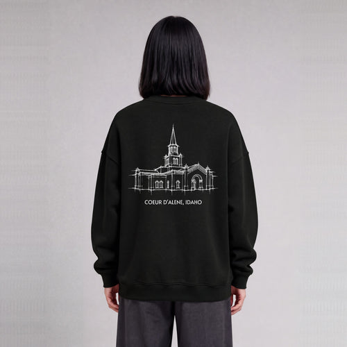 Coeur d'Alene Temple back print on model - Black
