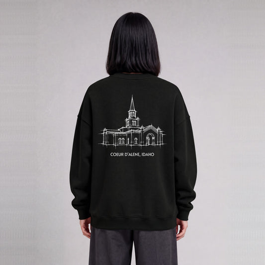 Coeur d'Alene Temple back print on model - Black