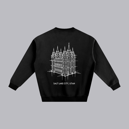 Salt Lake Temple back print flat lay - Black