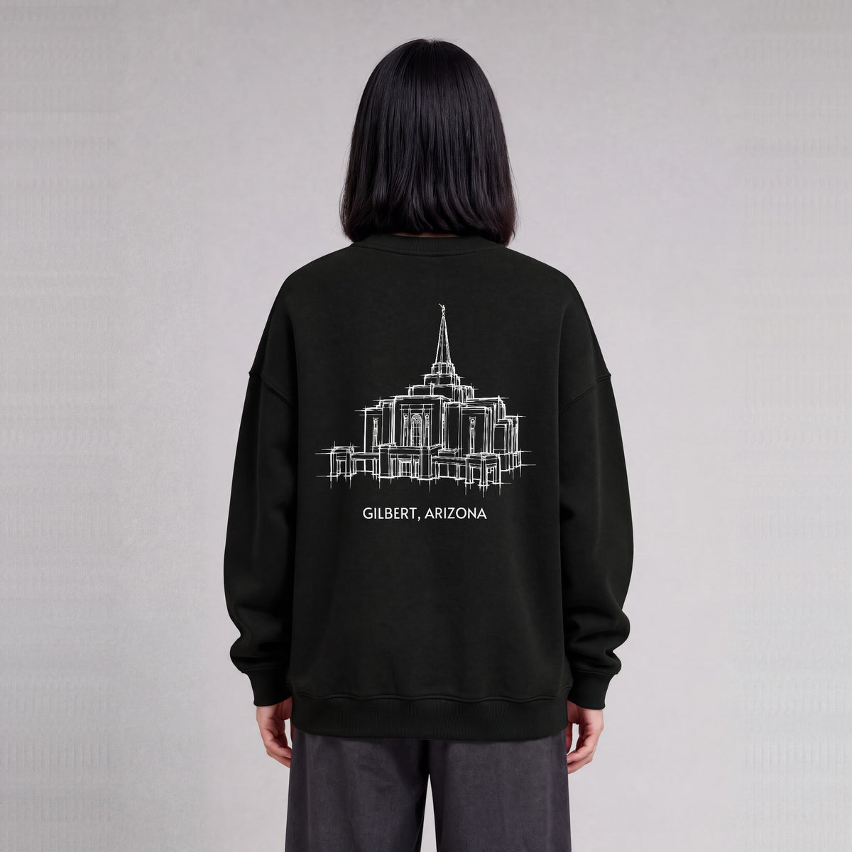 Gilbert Temple back print on model - Black