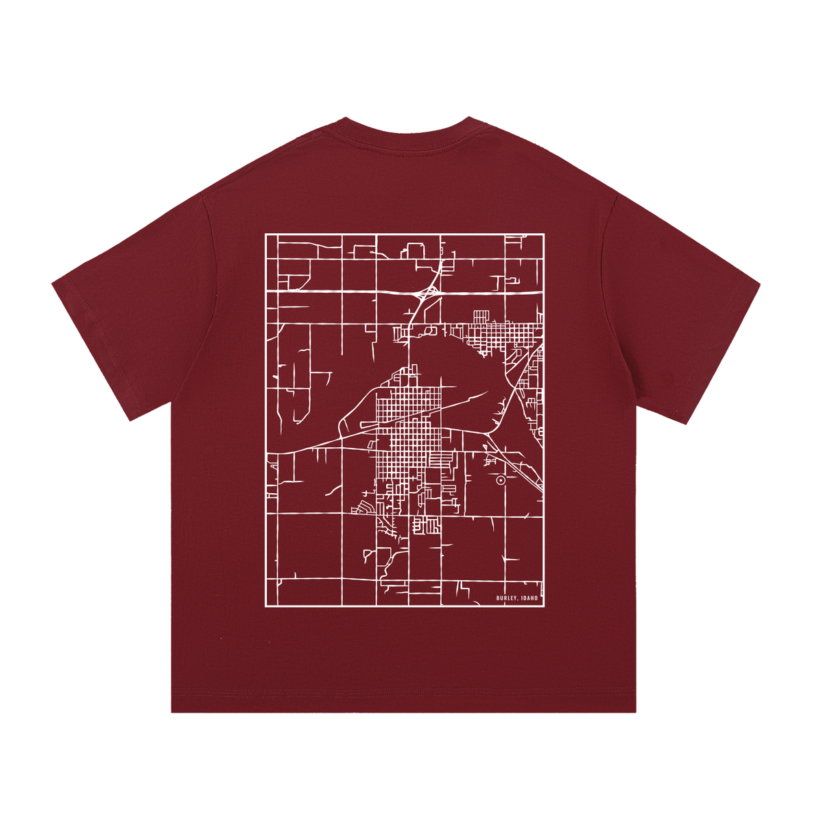 Burley map tee, back print - Maroon