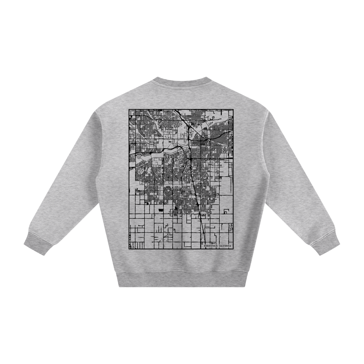 Bakersfield map sweatshirt, back print - Heather Gray