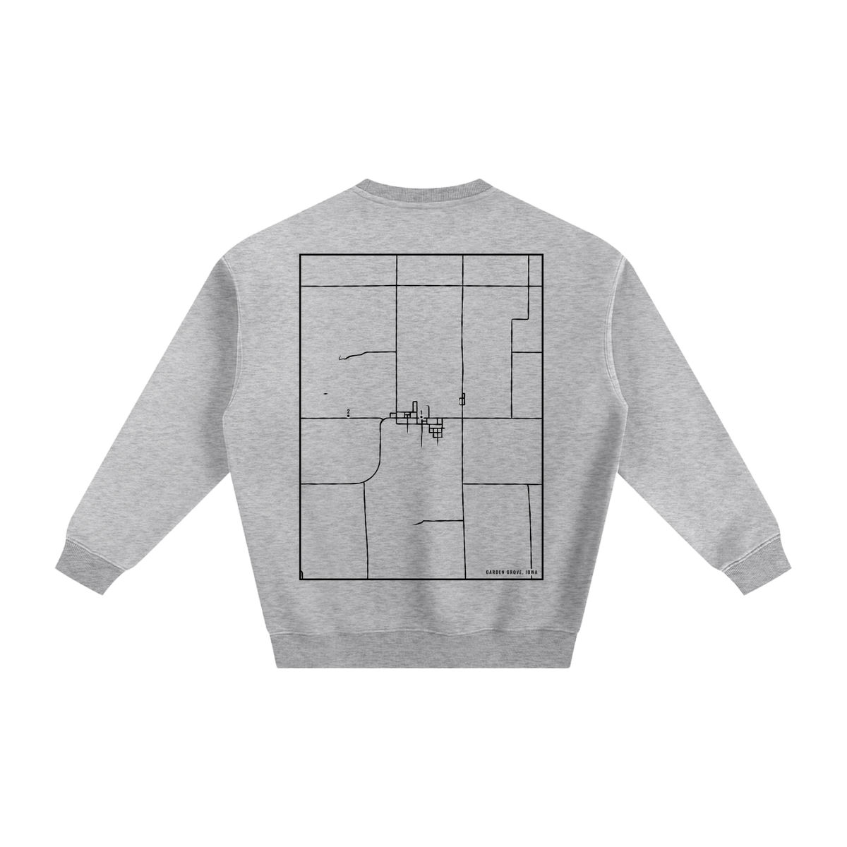 Garden Grove map sweatshirt, back print - Heather Gray