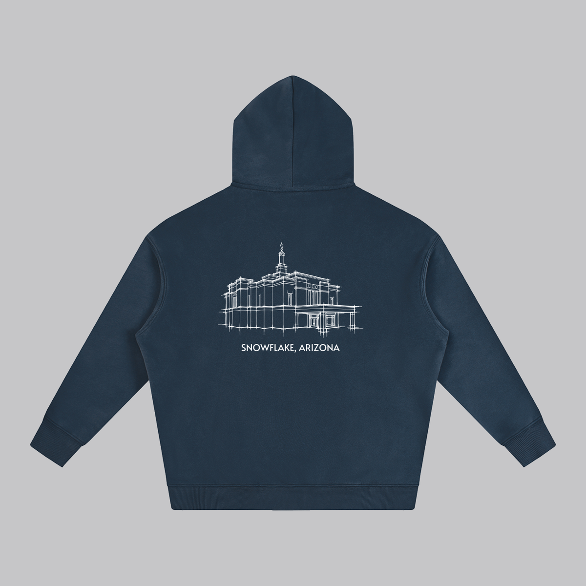 Snowflake Temple back print flat lay - Navy Blue