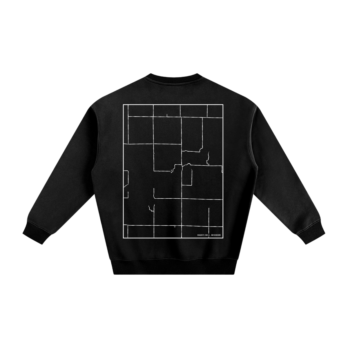 Haun's Mill map sweatshirt, back print - Black