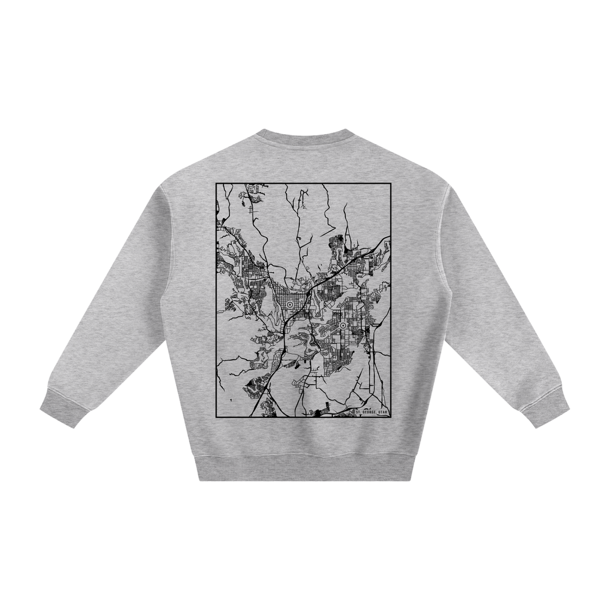 St. George map sweatshirt, back print - Heather Gray