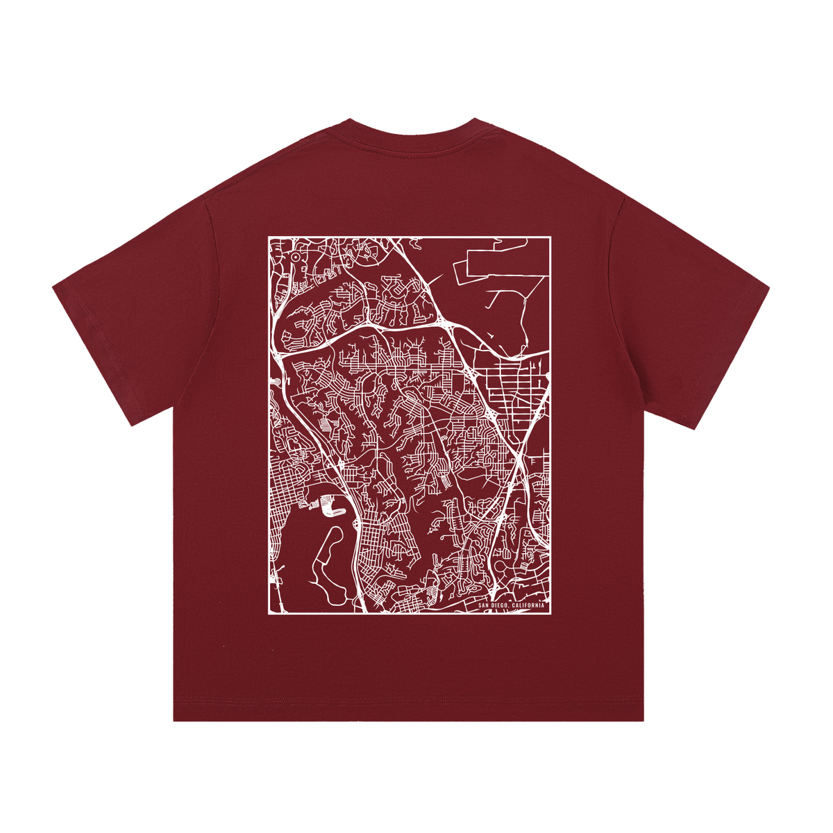 San Diego map tee, back print - Maroon