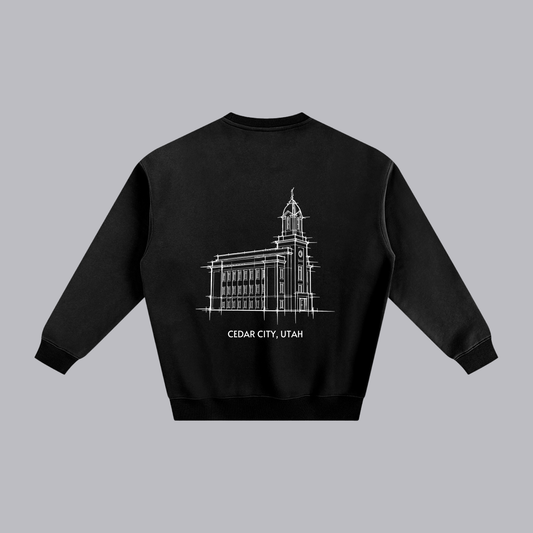 Cedar City Temple back print flat lay - Black