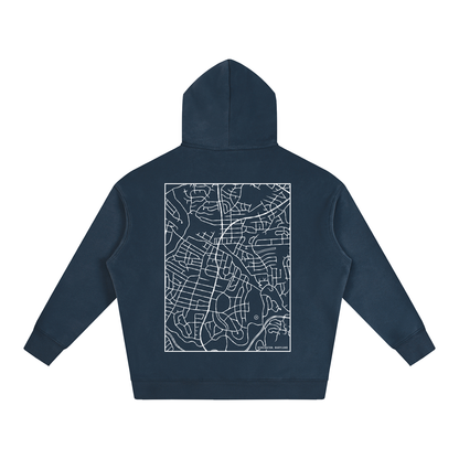 Kensington map hoodie, back print - Navy Blue