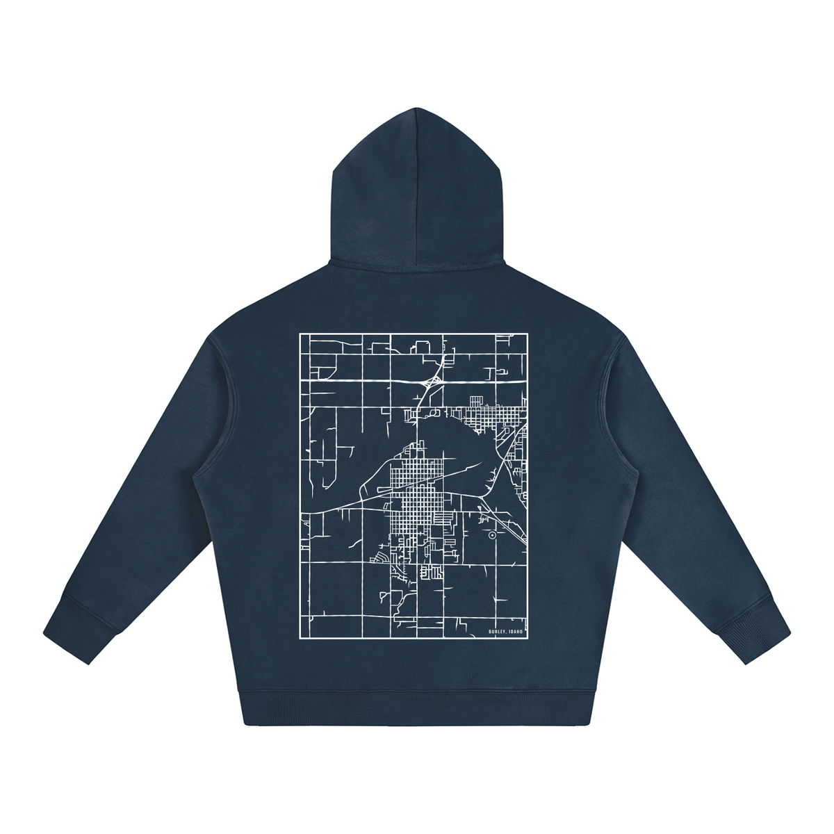 Burley map hoodie, back print - Navy Blue