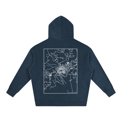 Cody map hoodie, back print - Navy Blue