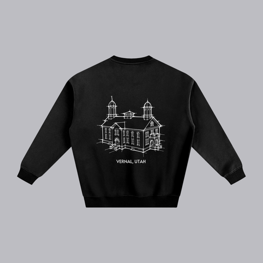 Vernal Temple back print flat lay - Black
