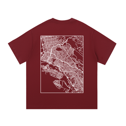Oakland map tee, back print - Maroon