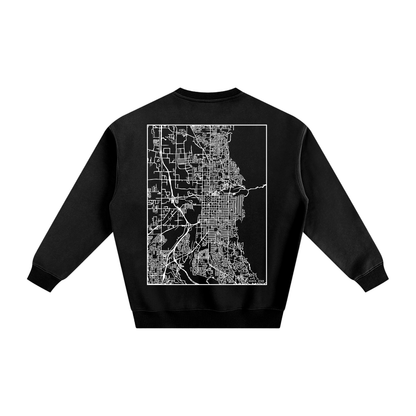 Ogden map sweatshirt, back print - Black