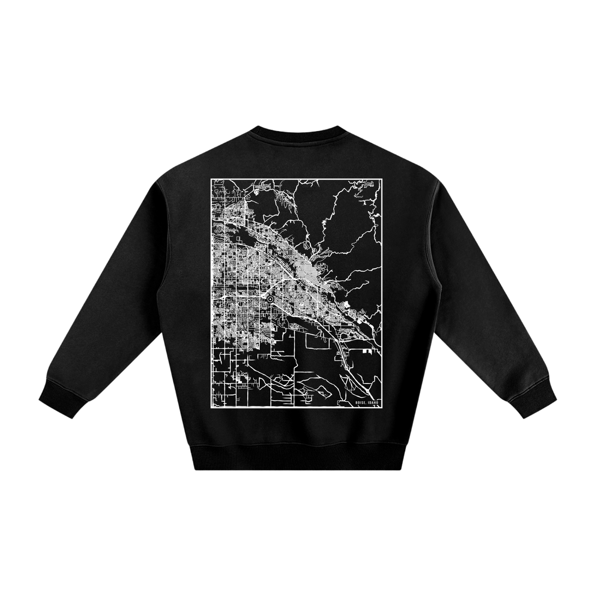 Boise map sweatshirt, back print - Black