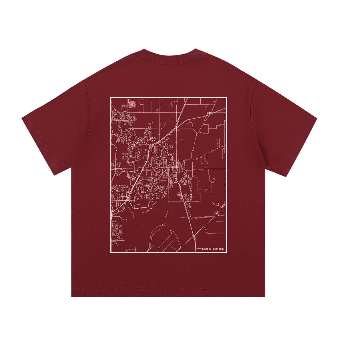 Liberty map tee, back print - Maroon