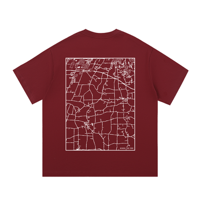 Mendon map tee, back print - Maroon