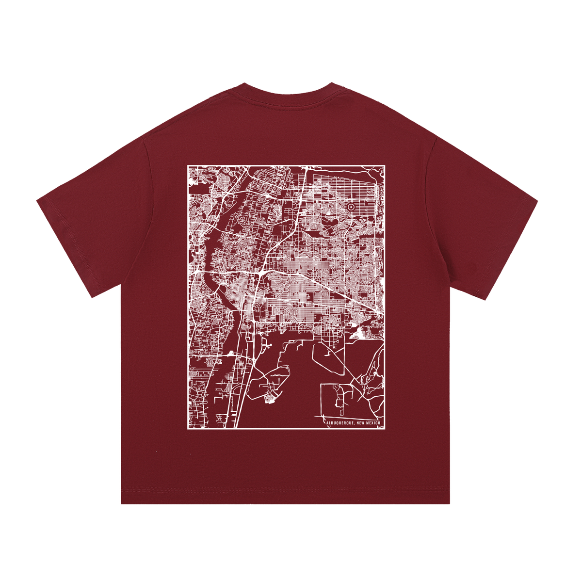 Albuquerque map tee, back print - Maroon