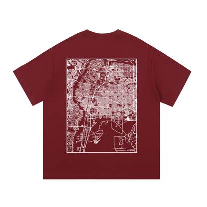 Albuquerque map tee, back print - Maroon