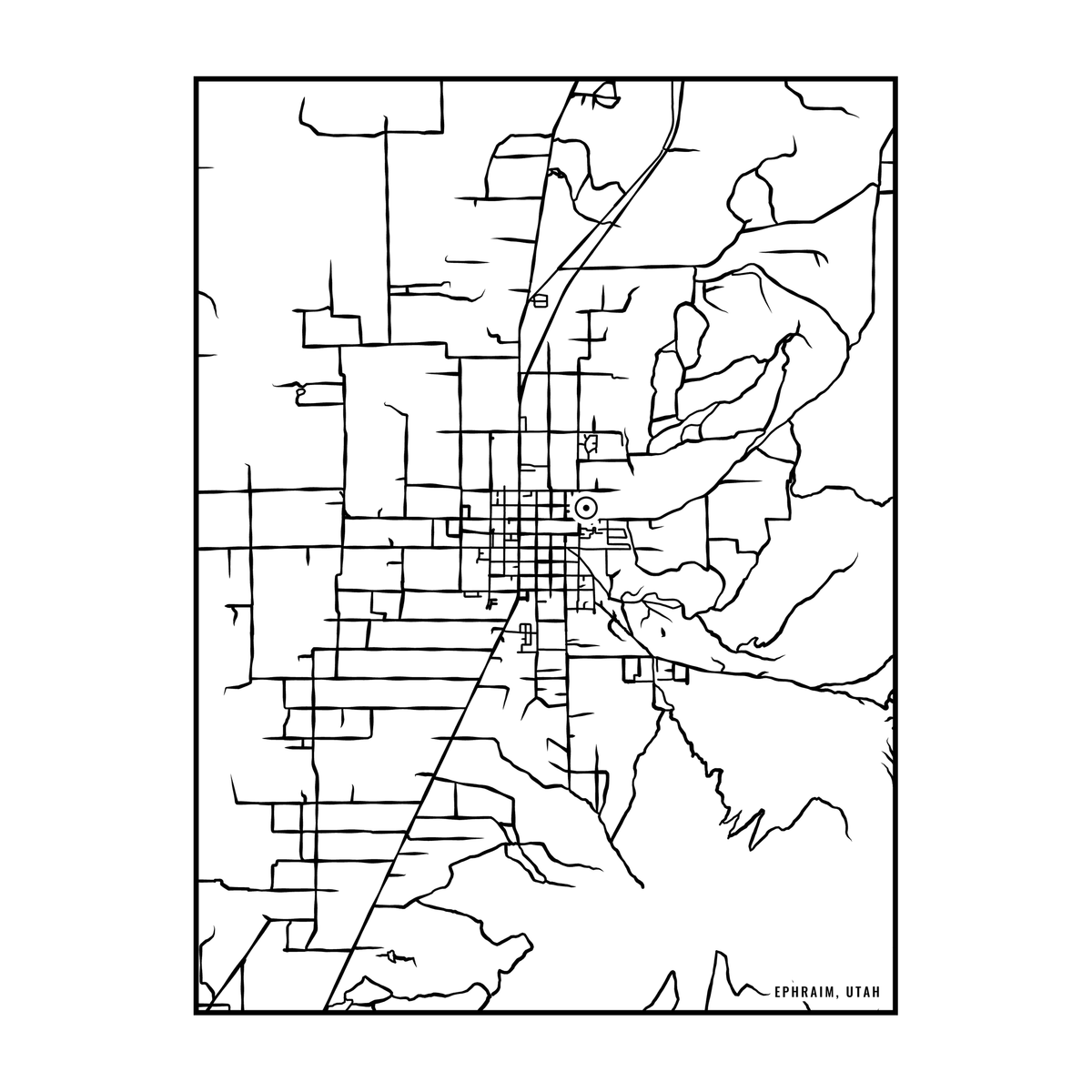 City map art close-up - Ephraim