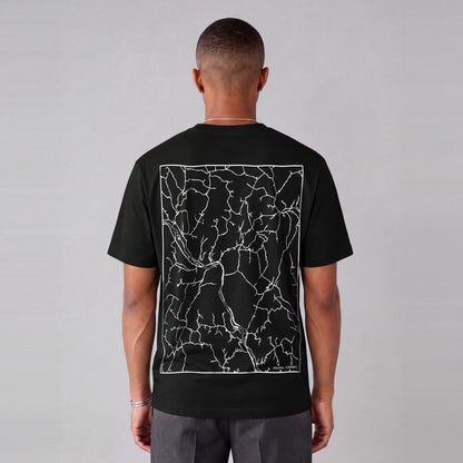 Sharon map tee, back print on model - Black