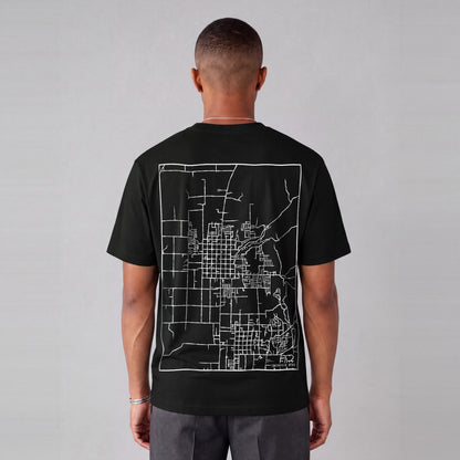 Smithfield map tee, back print on model - Black