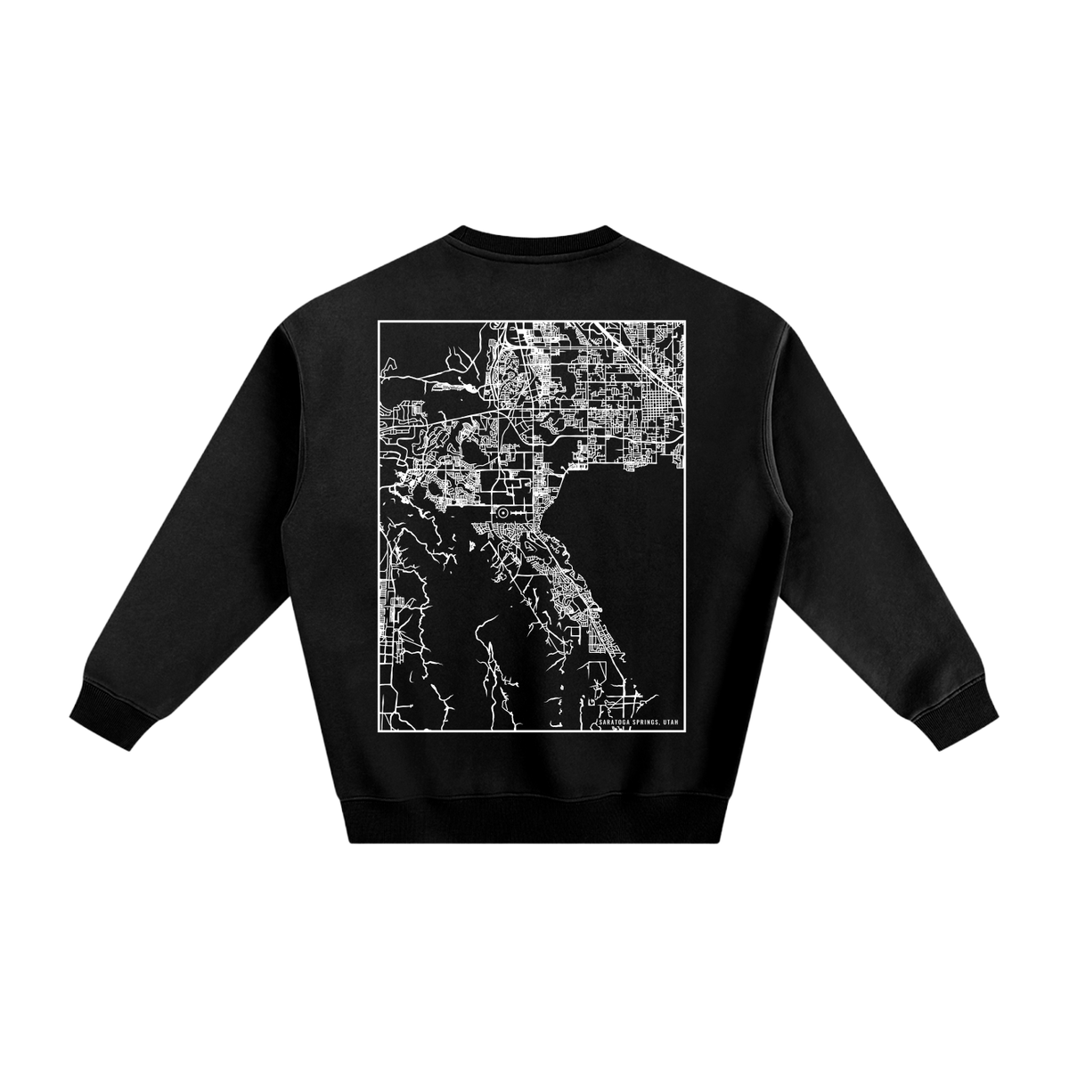 Saratoga Springs map sweatshirt, back print - Black