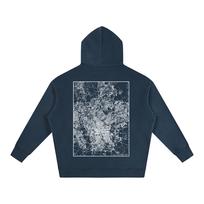 San Antonio map hoodie, back print - Navy Blue