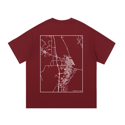 Brigham City map tee, back print - Maroon