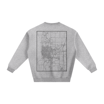 Quincy map sweatshirt, back print - Heather Gray