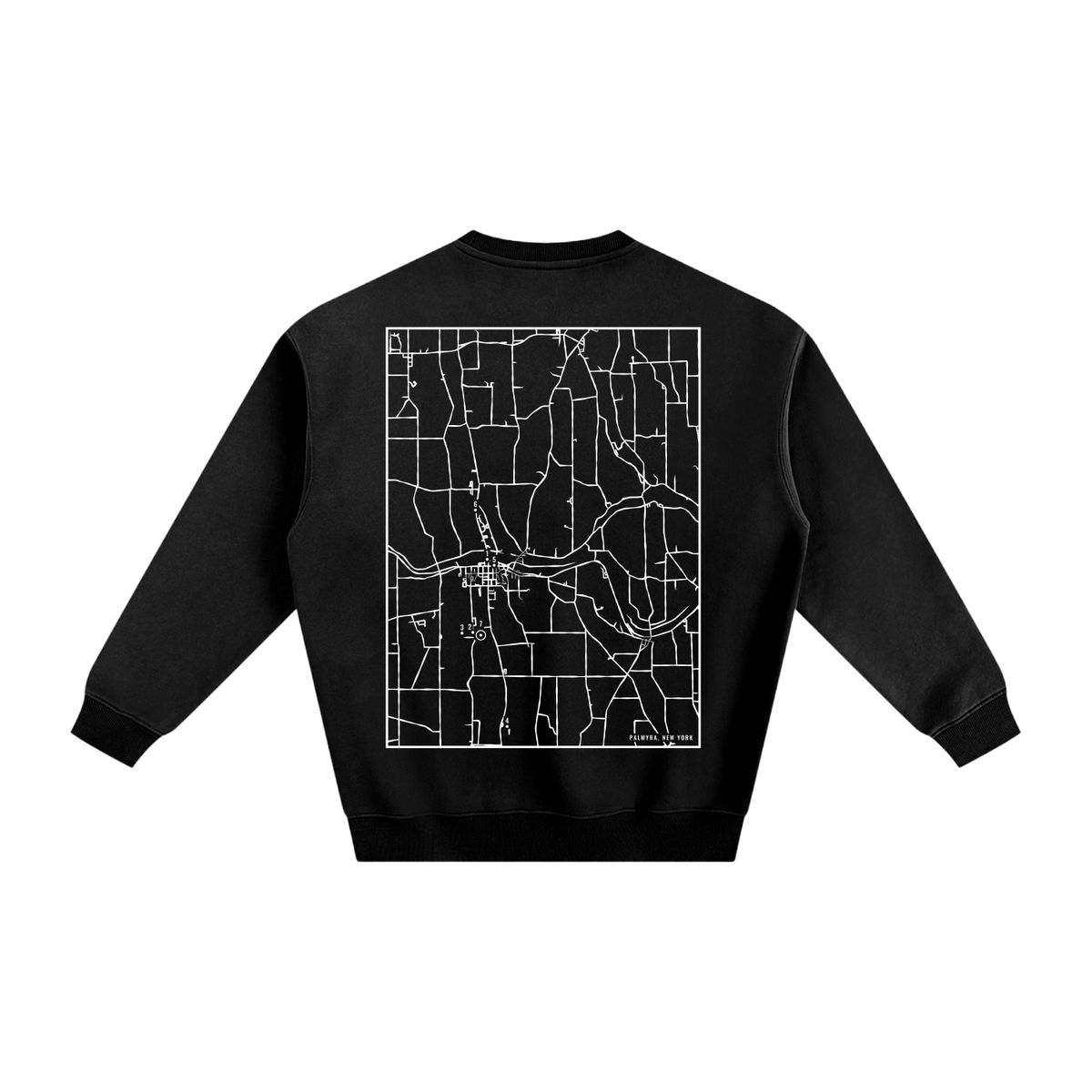 Palmyra map sweatshirt, back print - Black