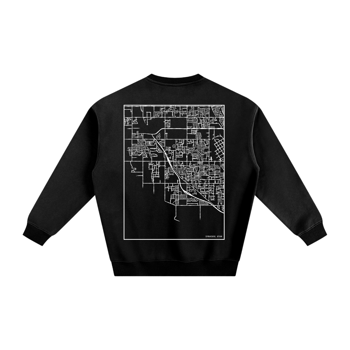 Syracuse map sweatshirt, back print - Black