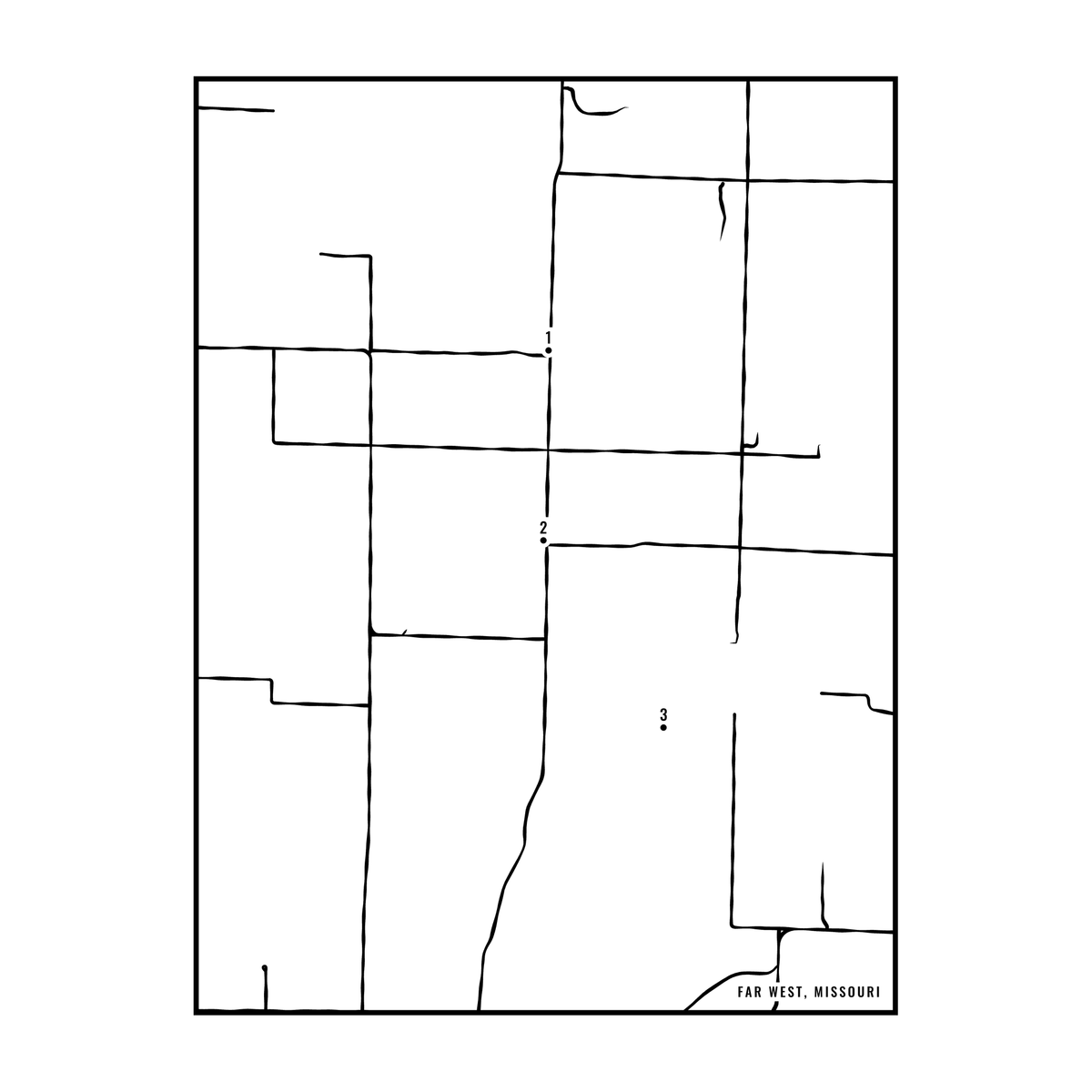 City map art close-up - Far West